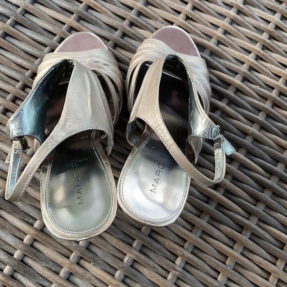 Marc Fisher Pewter High Heeled Sandals, Sz 8 1/2 - Picture 4 of 5